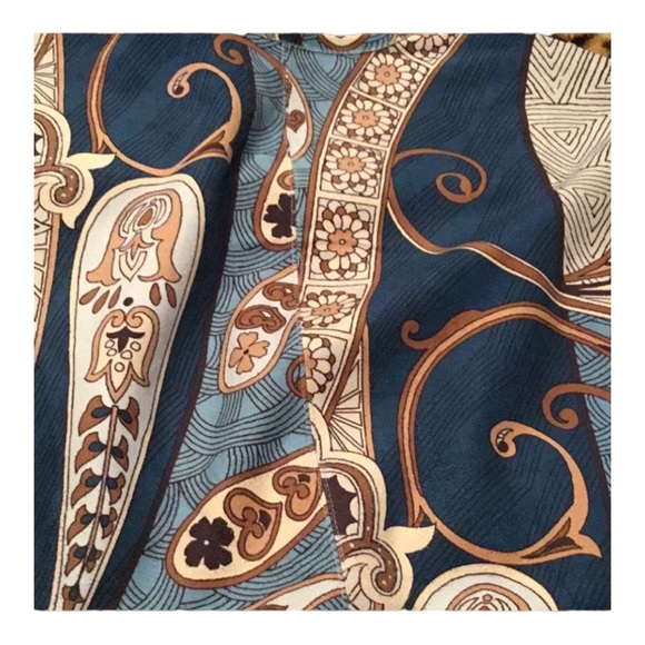 Chico’s size XL blue print micro suede retro print 3 quarter length open front - Picture 7 of 10